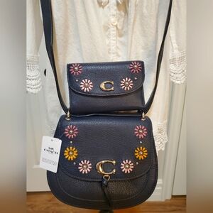 COACH REMI WHIPSTITCH DAISY SADDLE BAG MIDNIGHT BLUE NEW WITH TAGS
